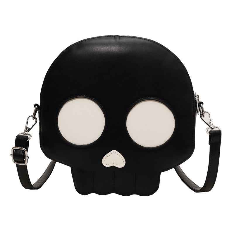 Small Round Skull Purse in Black or white, a Versatile Halloween Inspired Shoulder Bag