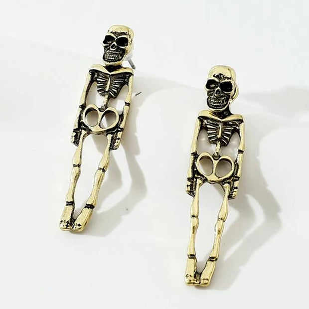 Halloween-inspired Earrings Skull Simulation of Human Skeleton w/ Detachable Skull Stud Earrings