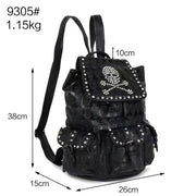 Skull Rivets With Diamonds Genuine Leather Backpack