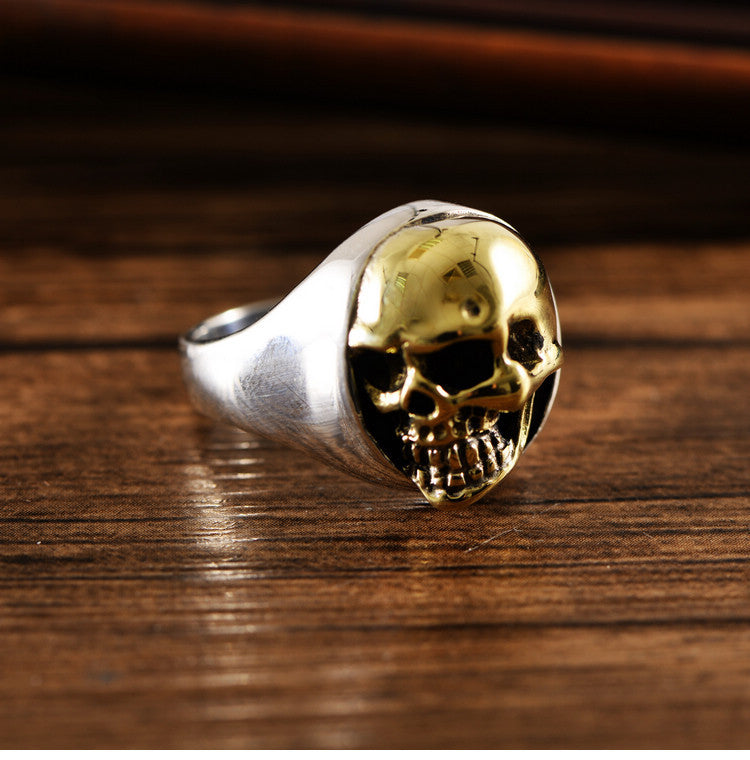 S925 Silver, One Side Domineering Skull Ring