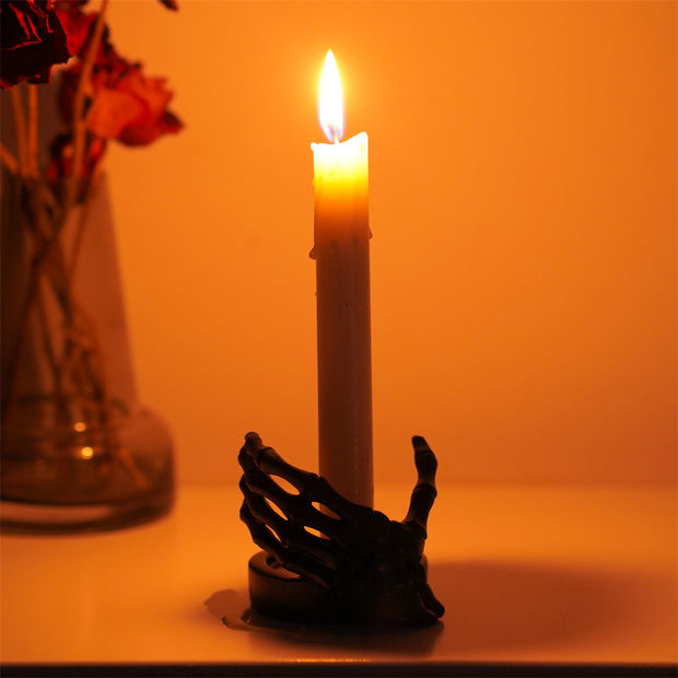 Skull Hand Guard Candlestick Base Halloween-Inspired Jewelry Storage Tray