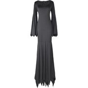 Black Women's Gothic Witch Bat Sleeve Dress Halloween Cosplay Costume Vintage