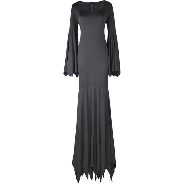 Black Women's Gothic Witch Bat Sleeve Dress Halloween Cosplay Costume Vintage