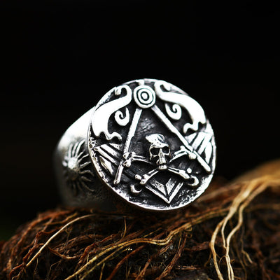 Vintage Titanium Men's Skull Ring Jewelry