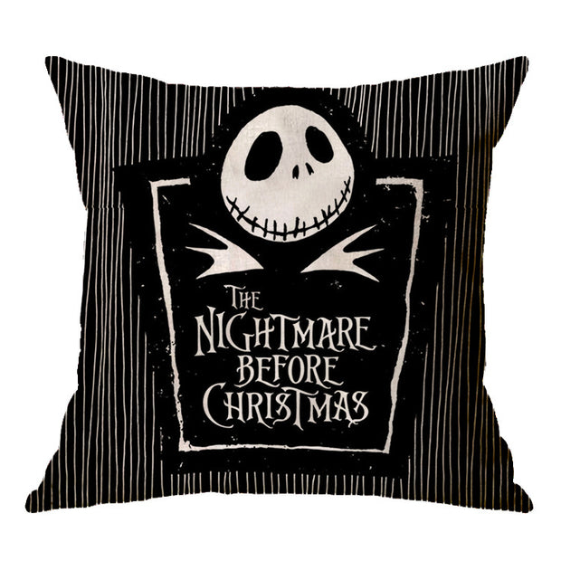 Linen Skull Halloween-inspired Nightmare Xmas Pillow Cover *29 Styles