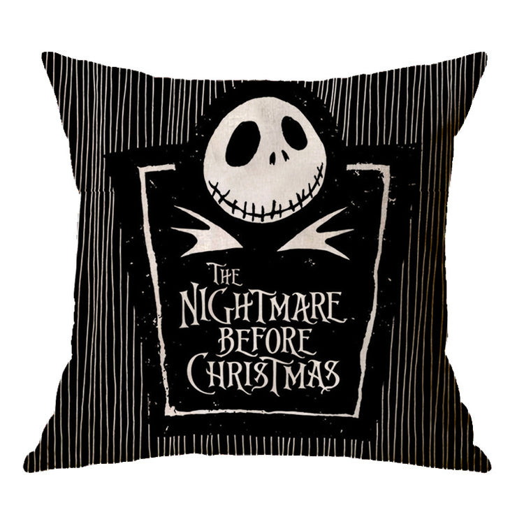 Linen Skull Halloween-inspired Nightmare Xmas Pillow Cover *29 Styles