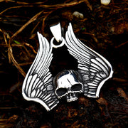 Men's Vintage Stainless Steel Winged Skull Pendant