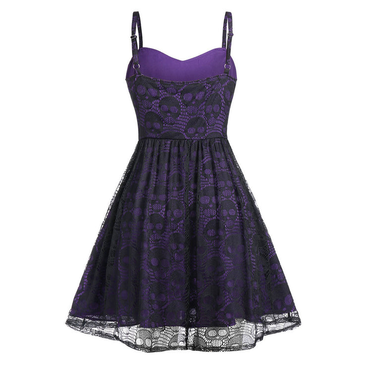 Lace-up Sexy Big Skull Suspender Dress