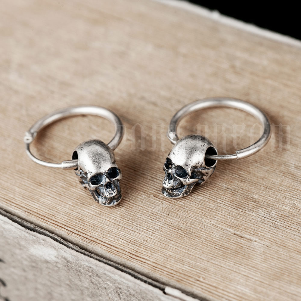 Fashion S925 Silver Retro Skull Gothic Series Hypoallergenic Earrings