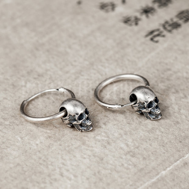 Fashion S925 Silver Retro Skull Gothic Series Hypoallergenic Earrings