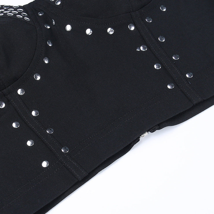 Women's night club Stud Metal Suspender Top