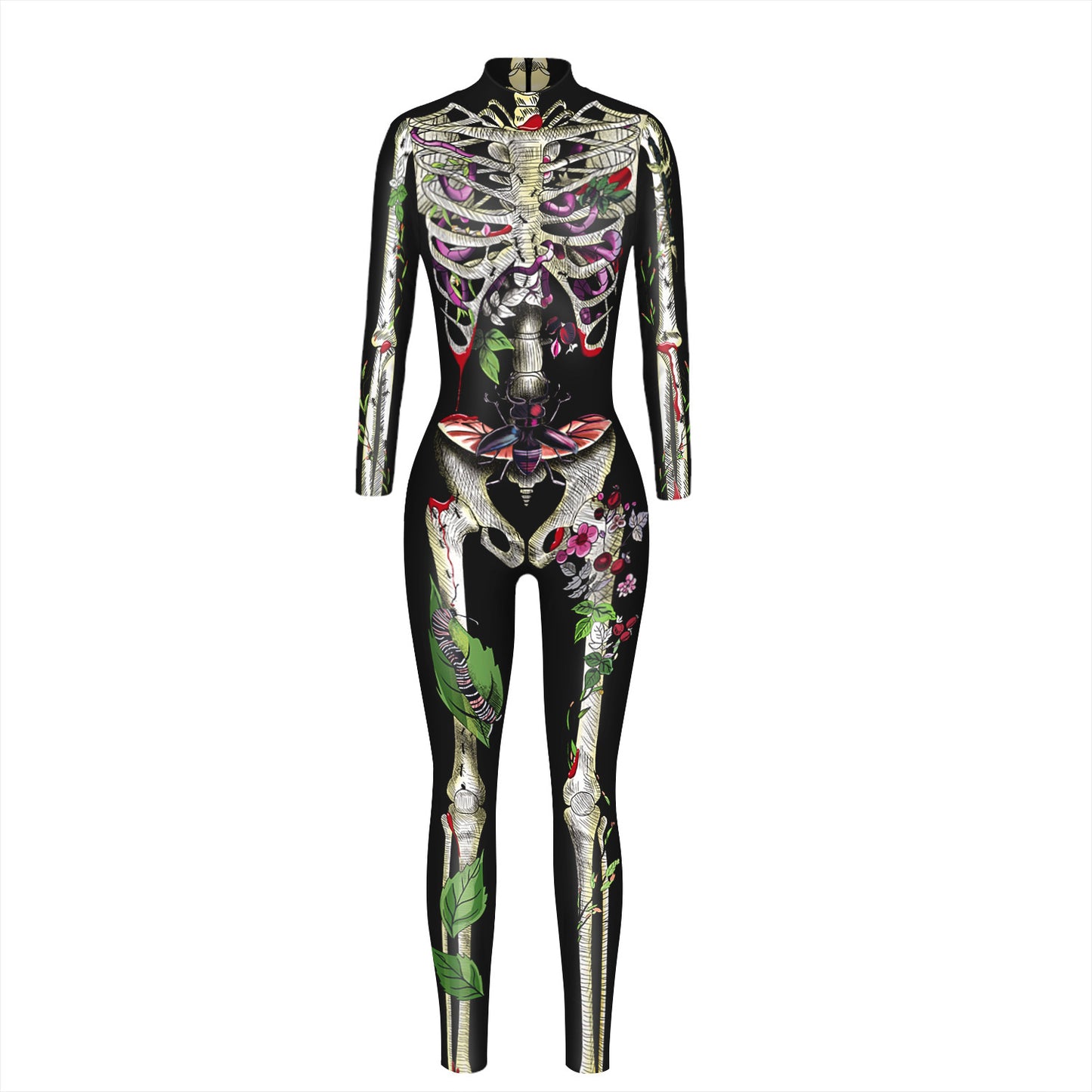 Skeleton 3D Digital Printing Women's Halloween Jumpsuit