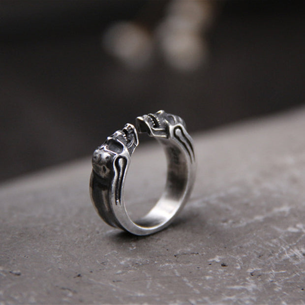 925 Thai Silver Carved Skull Ring