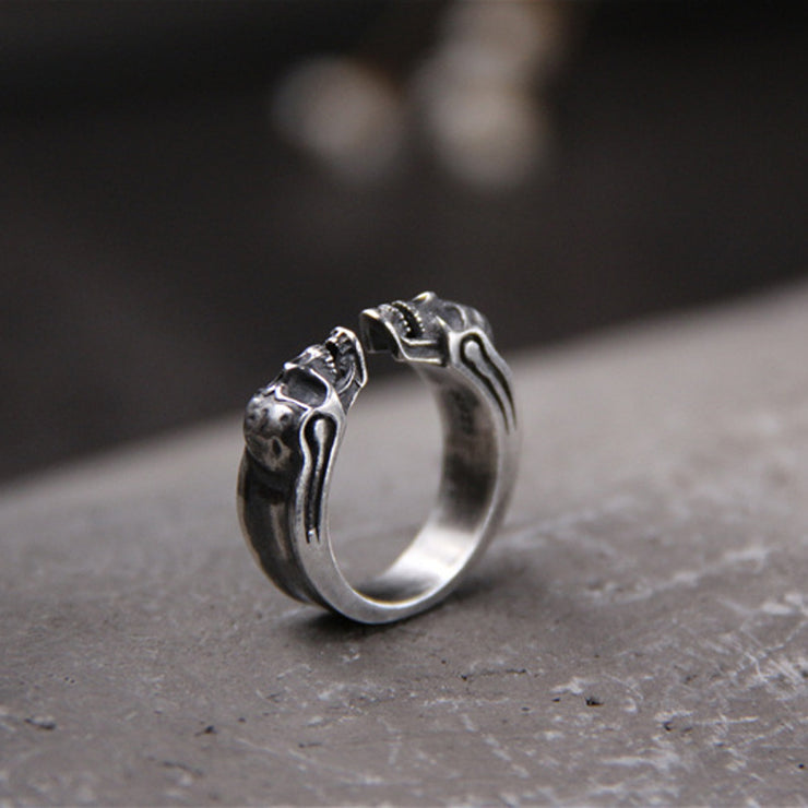 925 Thai Silver Carved Skull Ring