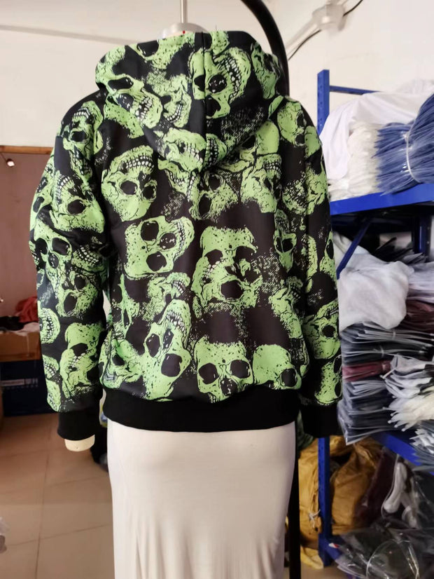 Digitally Printed Skull Sweater/Hoodie for Women