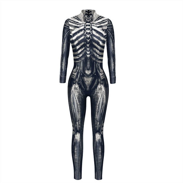 Skeleton 3D Digital Printing Women's Halloween Jumpsuit