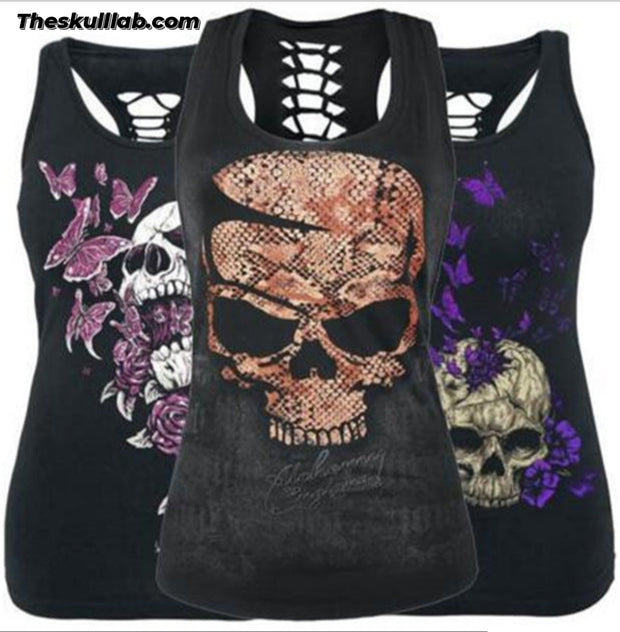 Skull printed Vest Tank Top cotton
