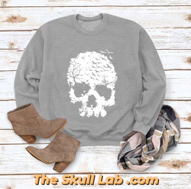 Women's Skull Print Blouse Loose fitting Long Sleeve