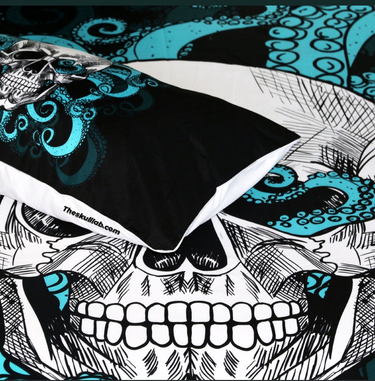Octopus Skull quilt cover three-piece bedding set