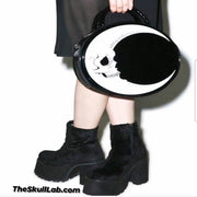 Meniscus Skull Moon Round Diagonal Leather Bag