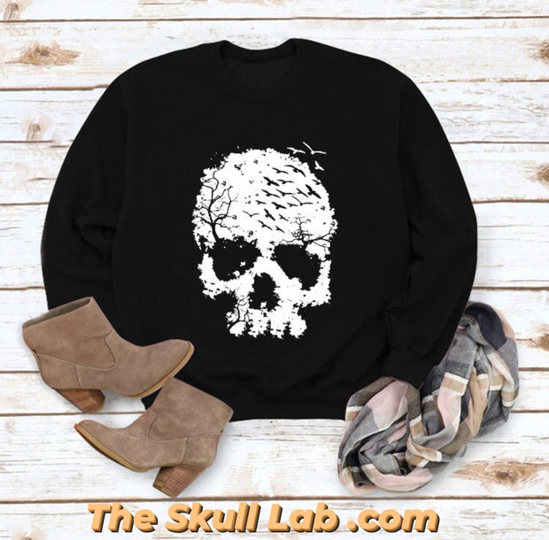 Women's Skull Print Blouse Loose fitting Long Sleeve