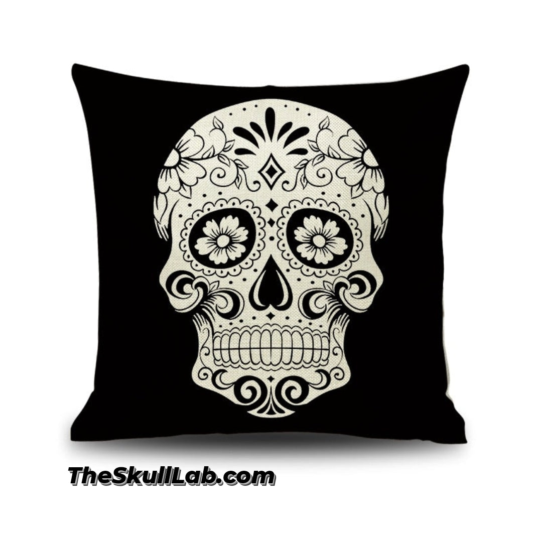 Sugar Skull pillowcase Unique   *2 Styles Linen Blk & Wht