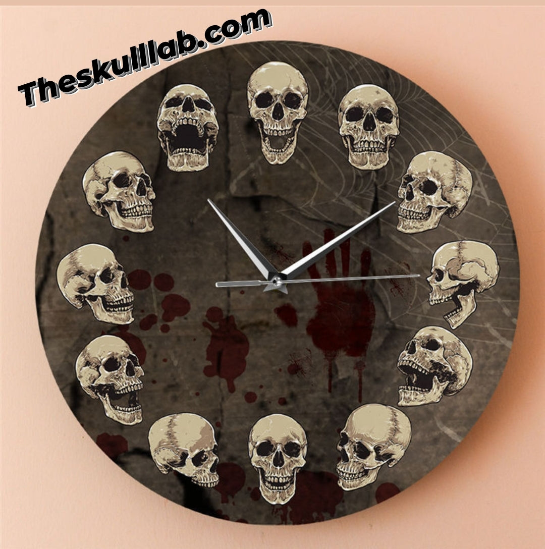 Skull Pattern Horror Decorative Clock