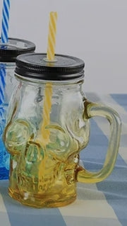 Unique Skull drink glass with Lid & Straw *6 Colors
