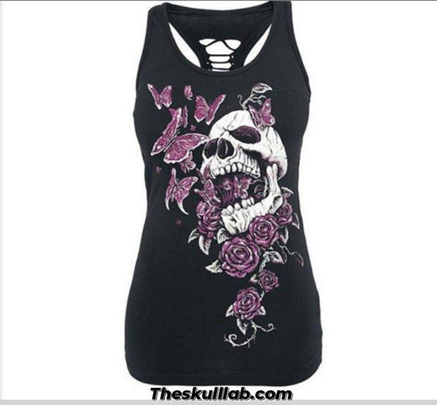 Skull printed Vest Tank Top cotton