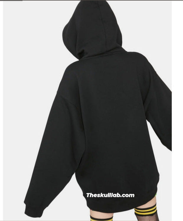 Skull & Crossbones, Loose fitting Hooded Zippered Sweater