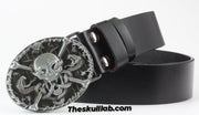 Skull Decor Belt Buckle, Pure Leather *6 Styles