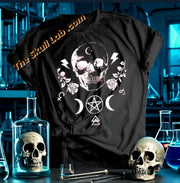 Summer Moon And Skull Black Short Sleeve T-shirt Harajuku style