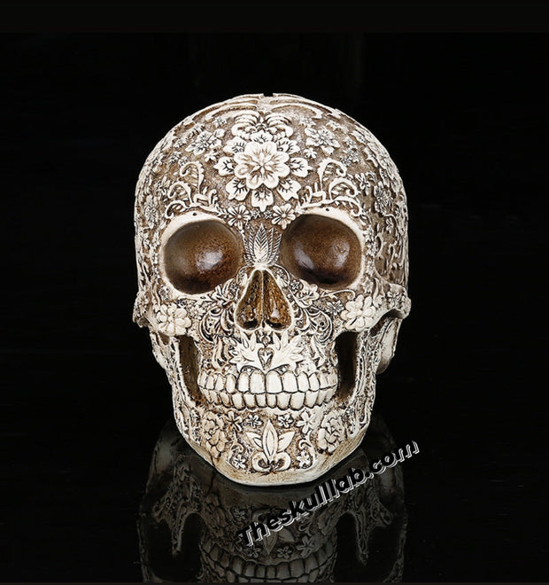 Resin Plum Blossom Sculpture. Home, Garden, or Office Art, Carved Realistic Skull Decor