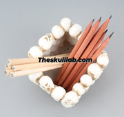 Small square skull pen holder
