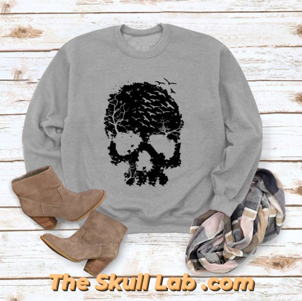 Women's Skull Print Blouse Loose fitting Long Sleeve