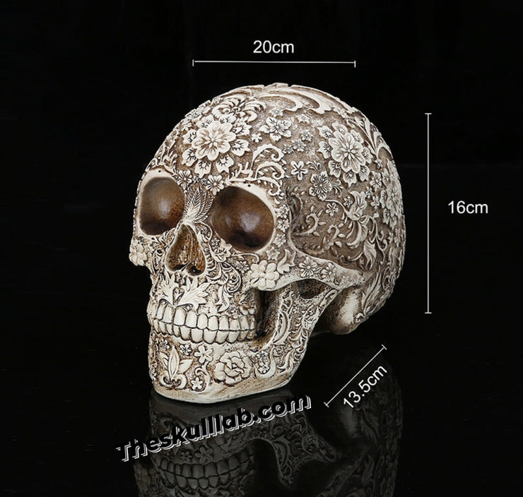 Resin Plum Blossom Sculpture. Home, Garden, or Office Art, Carved Realistic Skull Decor