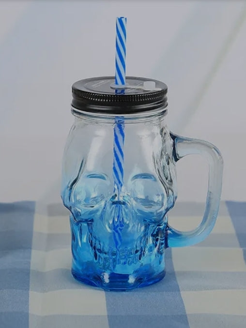 Unique Skull drink glass with Lid & Straw *6 Colors