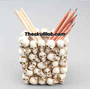 Small square skull pen holder