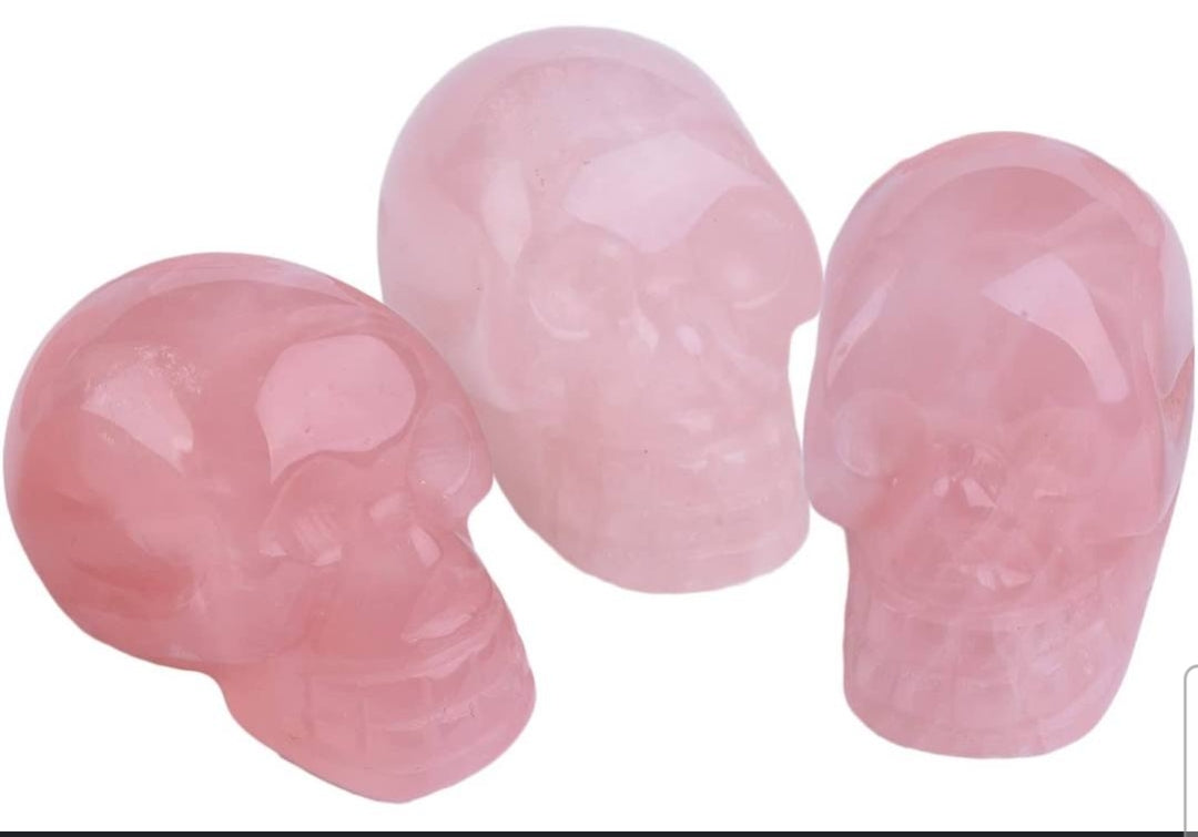300-1000g Natural Gemstone Rose Quartz Pink Carved Crystal Skull Sculptures