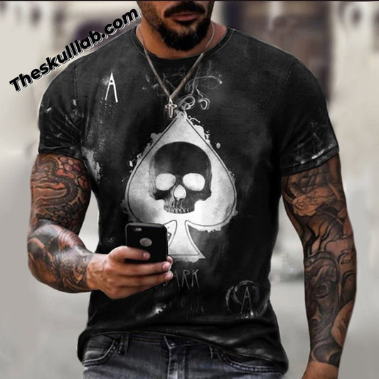 Printed Skull in Spade T-Shirt *3 Styles