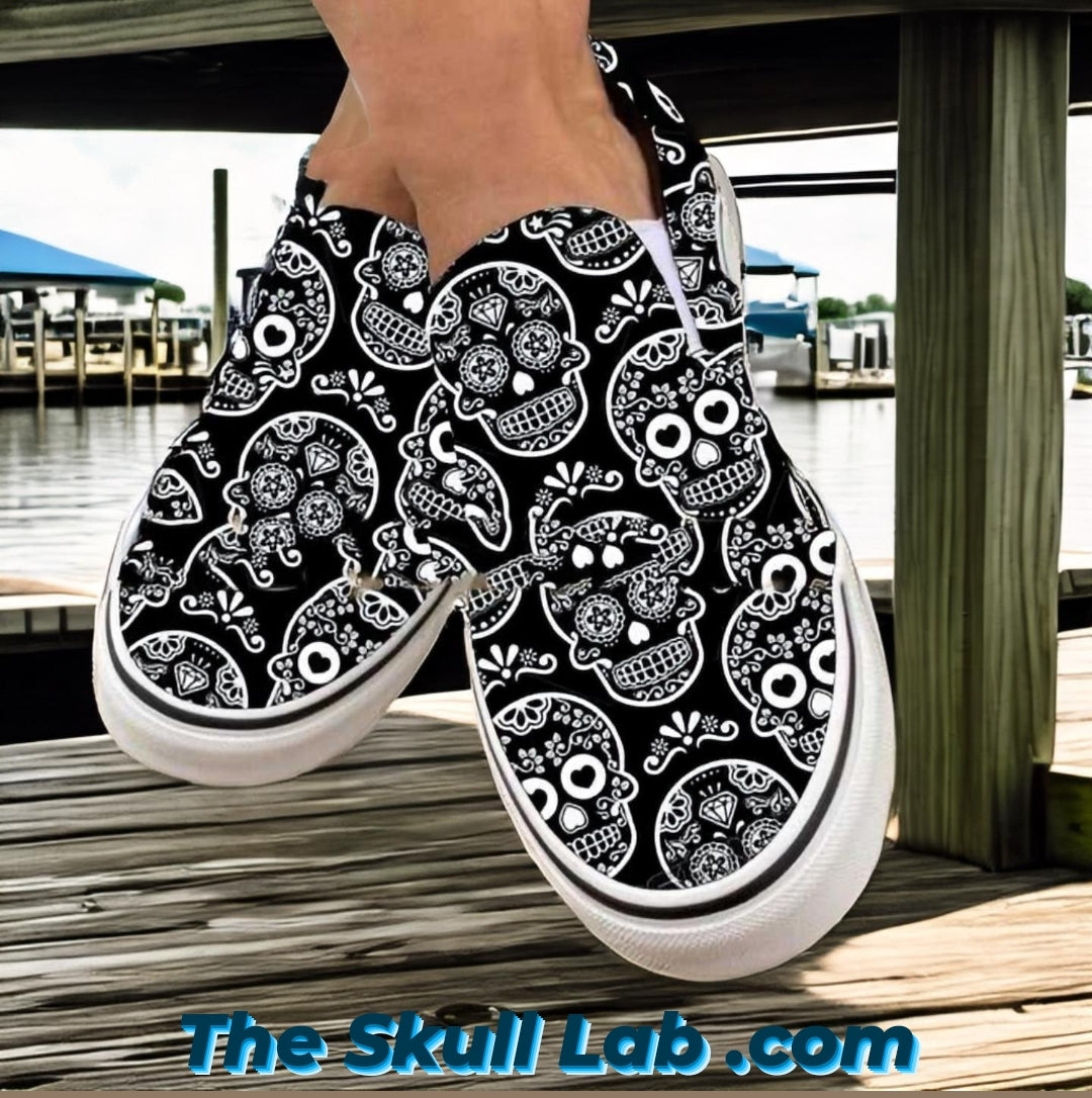 Always Halloween Skull Printed Canvas Design Shoes