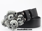Skull Decor Belt Buckle, Pure Leather *6 Styles