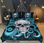 Octopus Skull quilt cover three-piece bedding set