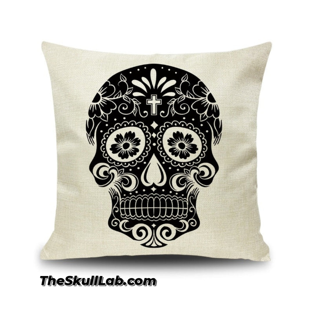 Sugar Skull pillowcase Unique   *2 Styles Linen Blk & Wht