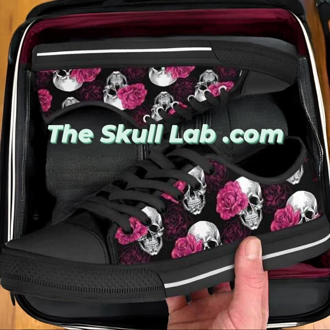 Floral Skull Women's Low Top Shoes