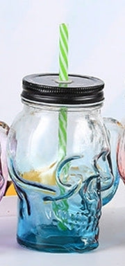Unique Skull drink glass with Lid & Straw *6 Colors