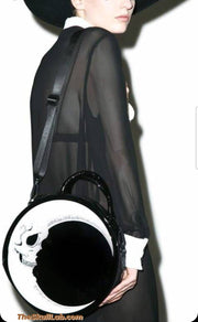 Meniscus Skull Moon Round Diagonal Leather Bag