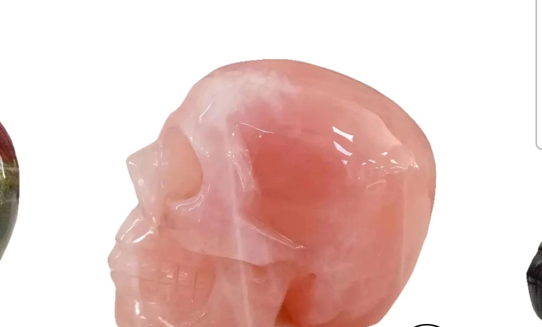 300-1000g Natural Gemstone Rose Quartz Pink Carved Crystal Skull Sculptures